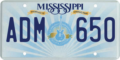 MS license plate ADM650