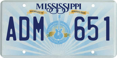 MS license plate ADM651