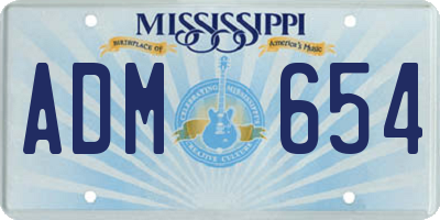 MS license plate ADM654