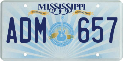MS license plate ADM657
