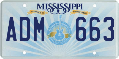 MS license plate ADM663