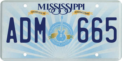 MS license plate ADM665