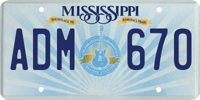 MS license plate ADM670