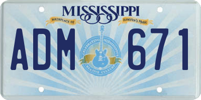 MS license plate ADM671