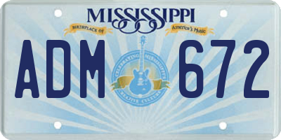MS license plate ADM672