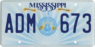 MS license plate ADM673
