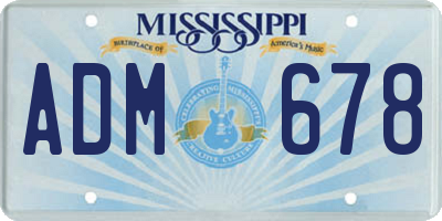 MS license plate ADM678