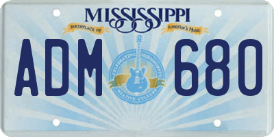 MS license plate ADM680