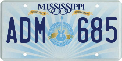 MS license plate ADM685