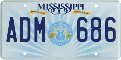MS license plate ADM686