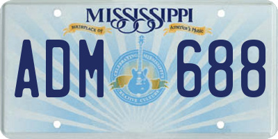 MS license plate ADM688