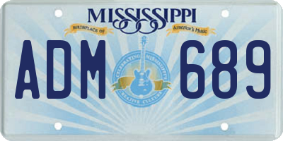 MS license plate ADM689