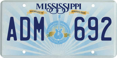 MS license plate ADM692