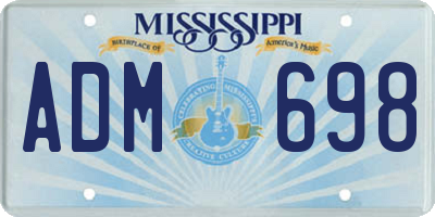 MS license plate ADM698