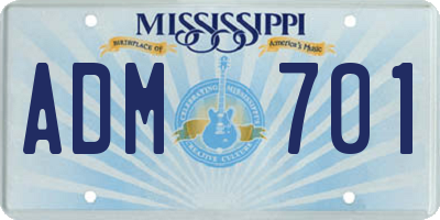 MS license plate ADM701