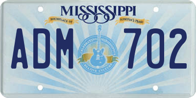 MS license plate ADM702