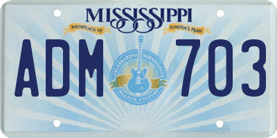 MS license plate ADM703