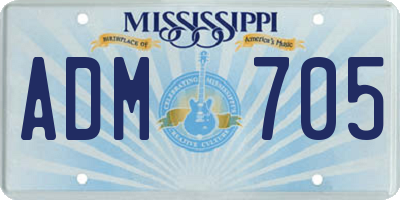 MS license plate ADM705