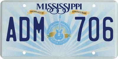 MS license plate ADM706