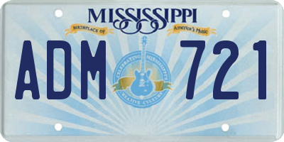 MS license plate ADM721
