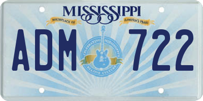 MS license plate ADM722