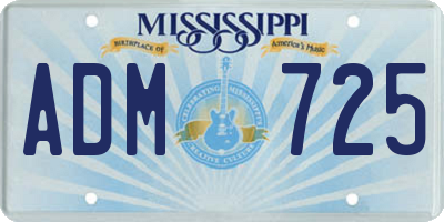 MS license plate ADM725