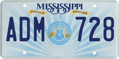 MS license plate ADM728