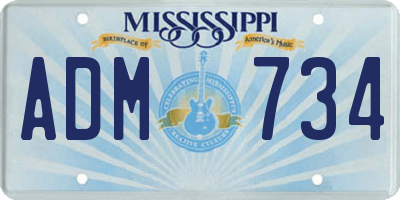 MS license plate ADM734