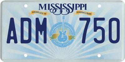 MS license plate ADM750