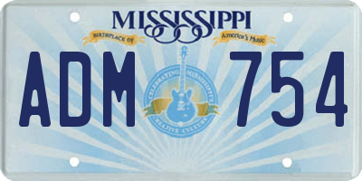 MS license plate ADM754