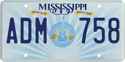 MS license plate ADM758