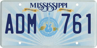 MS license plate ADM761