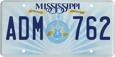 MS license plate ADM762