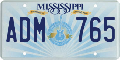 MS license plate ADM765