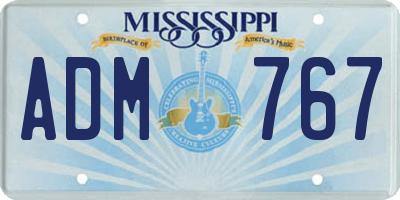 MS license plate ADM767