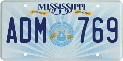 MS license plate ADM769