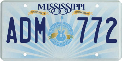 MS license plate ADM772