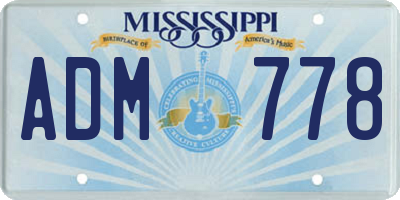 MS license plate ADM778