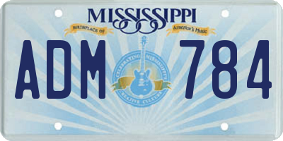 MS license plate ADM784
