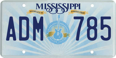 MS license plate ADM785