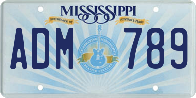 MS license plate ADM789