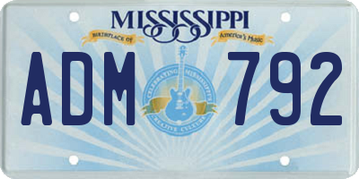 MS license plate ADM792