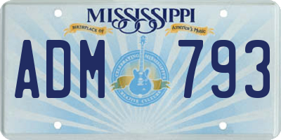 MS license plate ADM793