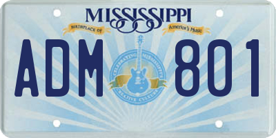 MS license plate ADM801