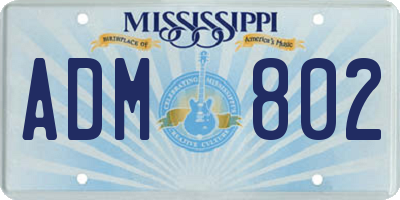 MS license plate ADM802