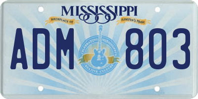 MS license plate ADM803