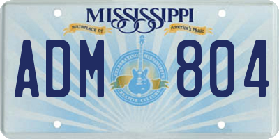 MS license plate ADM804