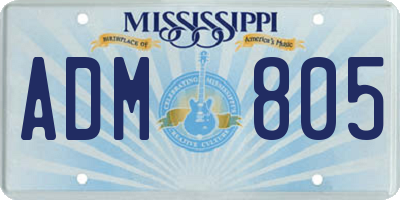 MS license plate ADM805