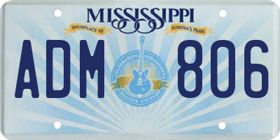 MS license plate ADM806