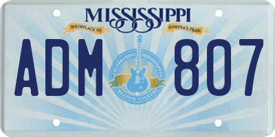MS license plate ADM807